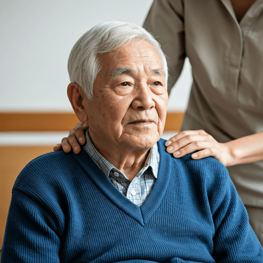 Elderly person being assisted with care