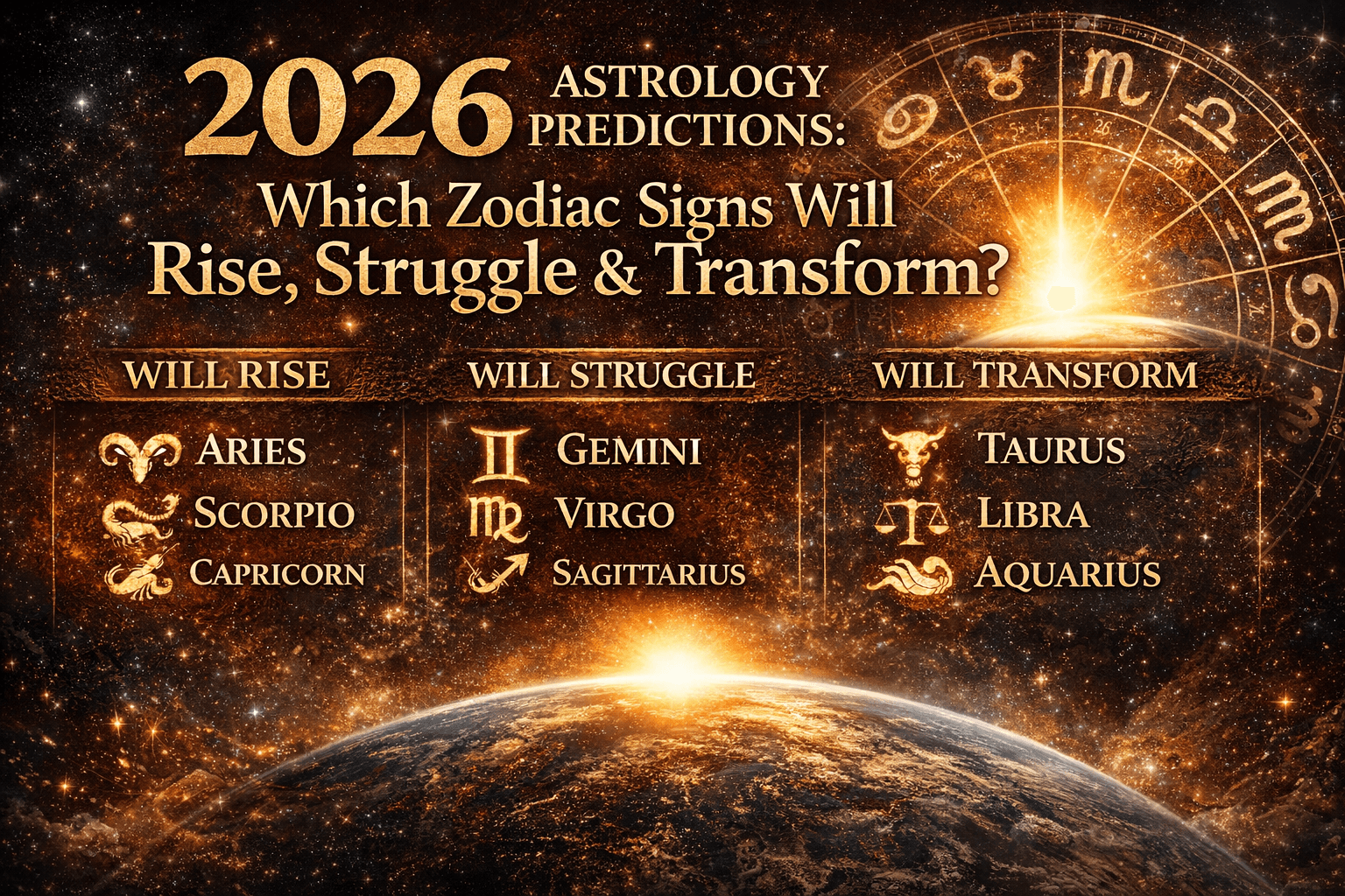 2026 Astrology Predictions: Which Zodiac Signs Will Rise, Struggle & Transform?