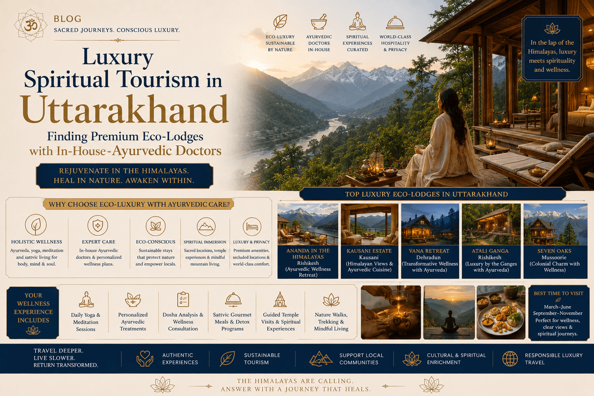 Luxury spiritual tourism in Uttarakhand: Finding premium eco-lodges with in-house Ayurvedic doctors.