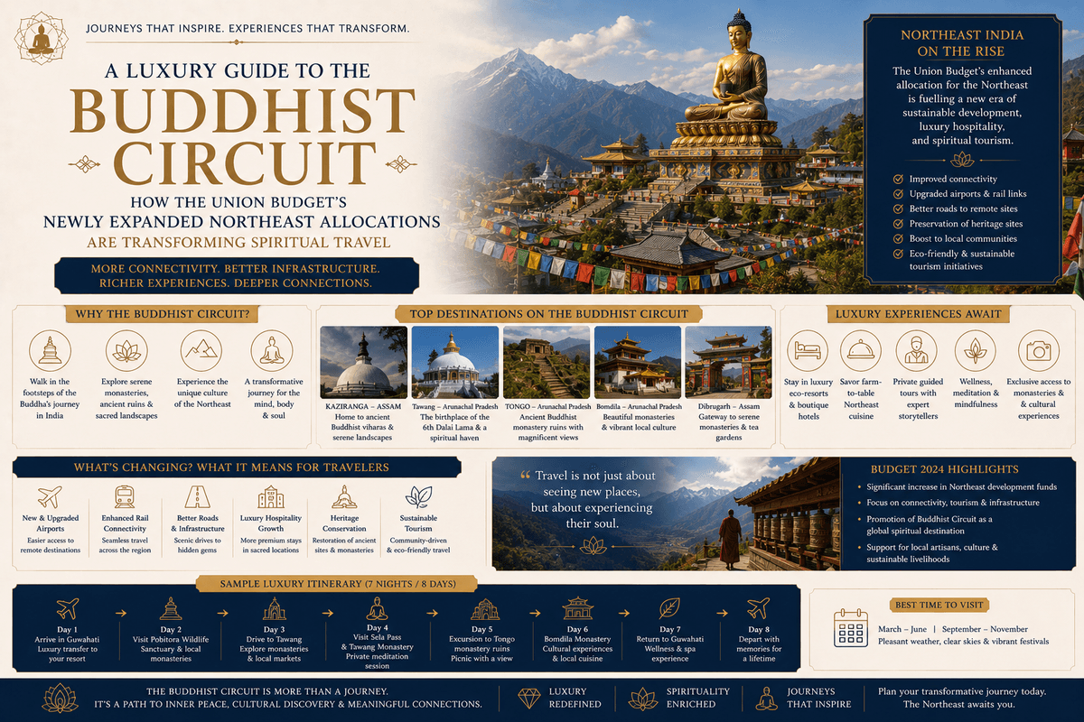 A Luxury Guide to the Buddhist Circuit — How the Union Budget's Newly Expanded Northeast Allocations Are Transforming Spiritual Travel