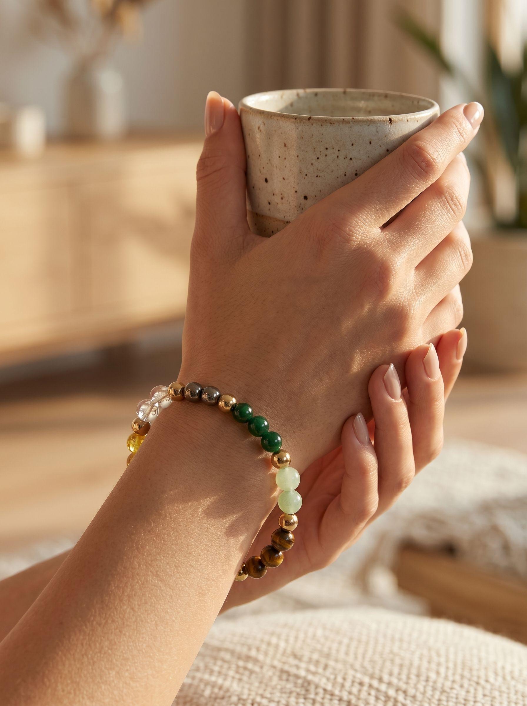 Dhayog Bracelet (Citrine + Clear Quartz + Green Jade)