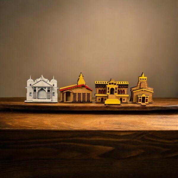 3D Wooden Char Dham Frame