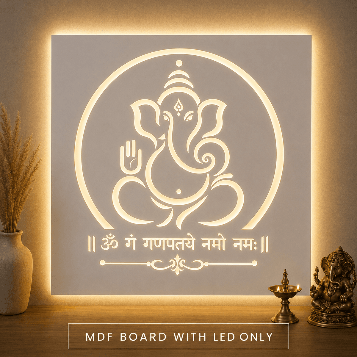 Premium Ganesh ji Wall Decor with LED | MDF Ganpati Wall Art | Ganesh Chaturthi Decoration |