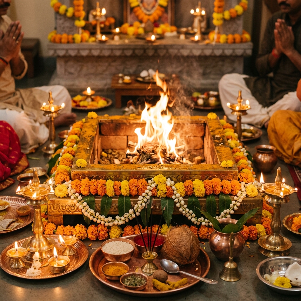 Vedic ritual energization havan fire